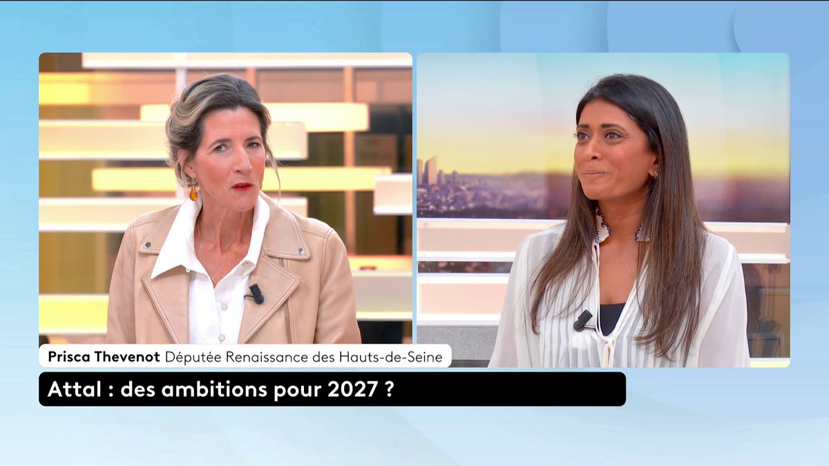 🔴 "Si vous me demandez s'il faudra compter sur Gabriel Attal en 2027, je l'espère", déclare Prisca Thevenot, députée Renaissance des Hauts-de-Seine. #canal16