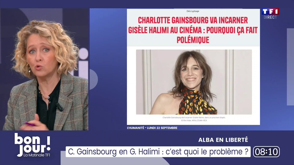 Une pétition contre l'interprétation de Gisèle Halimi par Charlotte Gainsbourg ➡️ C'est l'édito de Alba Ventura dans #BonjourLaMatinaleTF1 ⤵