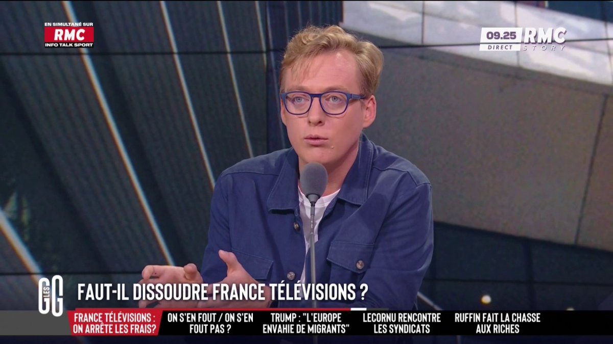 ❌ Faut-il dissoudre France Télévisions ? 🗣️ Antoine Diers : "On a inventé un truc français : l'entreprise publique. Ça ne peut pas exister. Soit c'est une entreprise et donc elle doit avoir des résultats pour payer ses salariés, soit c'est une administration." #GGRMC
