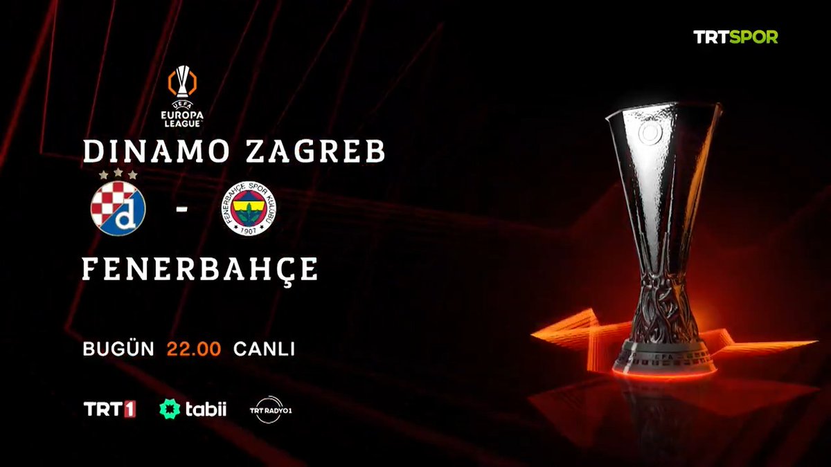 🟡🔵 Temsilcimiz Fenerbahçe, UEFA Avrupa Ligi serüvenine Dinamo Zagreb deplasmanıyla başlıyor! 🇭🇷 Dinamo Zagreb x Fenerbahçe 🇹🇷 📅 Bugün 🕙 22.00 🏟️ Maksimir Stadyumu 📺💻📻 TRT 1 &amp; tabii &amp; TRT Radyo 1