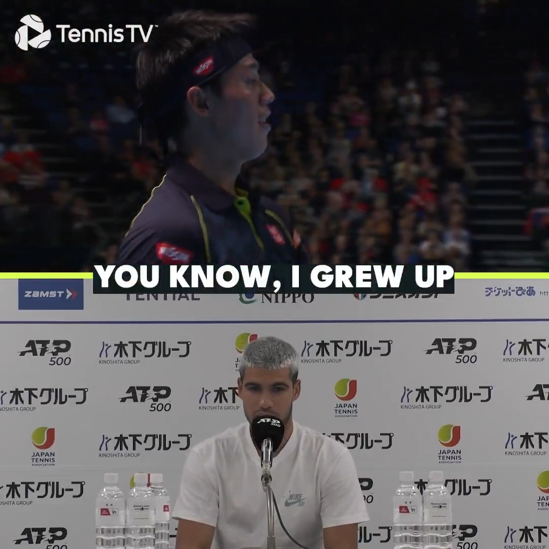"Japan was lucky to have a player like Kei Nishikori" ❤️ 🇯🇵 On his first visit to Tokyo, World No. 1 Carlos Alcaraz shares his admiration for Japanese superstar Nishikori!