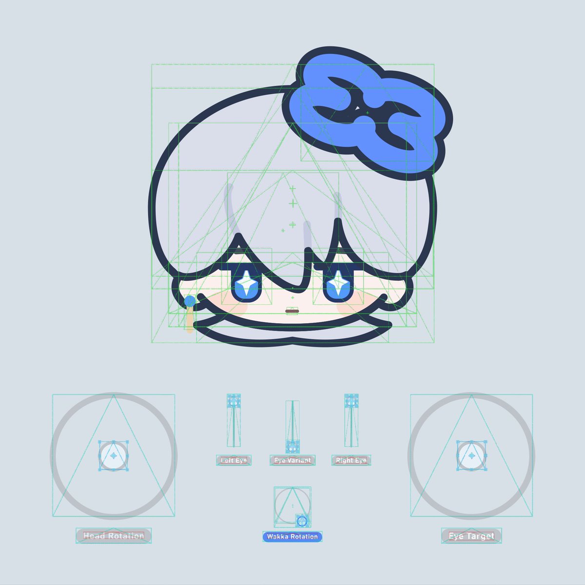 顔もぐりぐりコントローラーで動かせるように設計してる🎮 なんでも動かし放題!ちなみにLive2D(業界で有名なイラストを動かすソフト)は使ってないよん