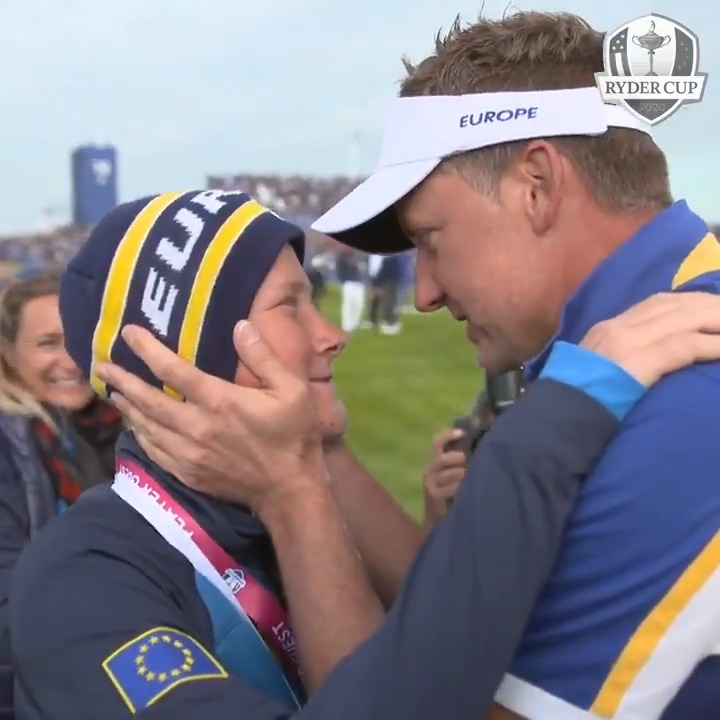 Poults embracing his son Luke after the 2018 Ryder Cup was such a cool moment. “That’s why you need to go and practice. You’ll never experience anything like it.” Luke played in his first Walker Cup a few weeks ago representing GB&I. Time moves fast! 🇪🇺
