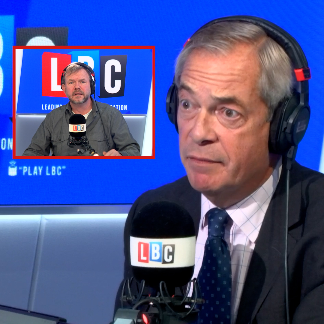 “If a taxi driver says something, it doesn’t automatically become true.” James O’Brien reacts to Nigel Farage’s claim about sharia law in Britain.