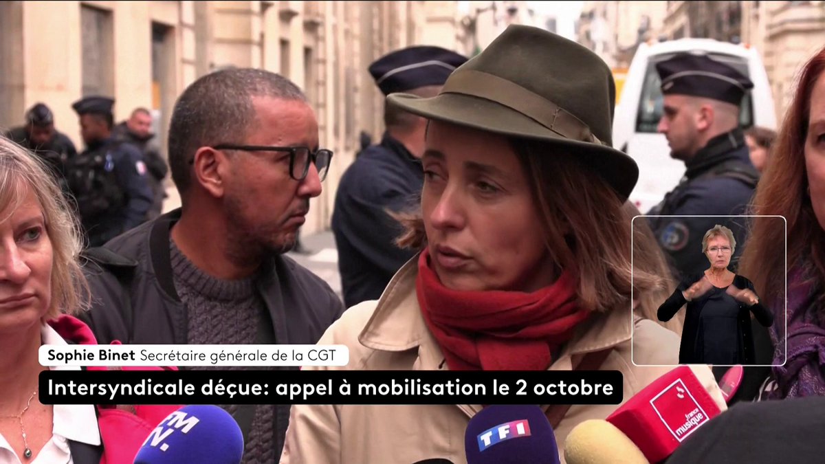 🔴 L'intersyndicale après son rendez-vous à Matignon : "Le Premier ministre nous a dit que jamais un Premier ministre n'avait été aussi fragile, ce qui confirme que nous sommes en position de force", affirme Sophie Binet, secrétaire générale de la CGT. #canal16