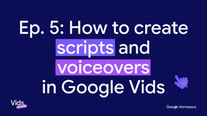 We’re making it easier to land your message in Google Vids using AI to: ✍️ Generate a script from a simple prompt 🎙️ Add professional-sounding, AI voiceovers 🗣️ Choose a voice style to match your video's tone 🔁 Record your own voice Learn how →