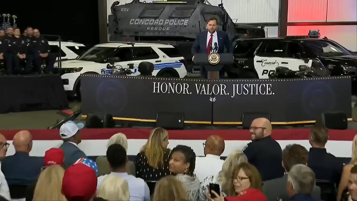 "I guess you gotta have some excuse to skip school, so I might as well get a photo with Henry." WATCH: Young boy takes the mic to ask VP Vance for a photo during an event in North Carolina
