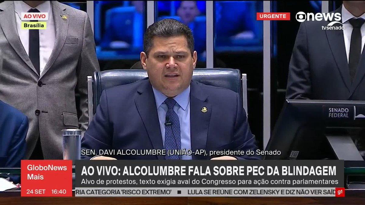Davi Alcolumbre (União-AP) oficializa arquivamento da PEC da Blindagem: “Esta presidência, com amparo regimental claríssimo, determina o seu arquivamento sem deliberação de plenário.” #GloboNewsMais ➡ Assista à #GloboNews: