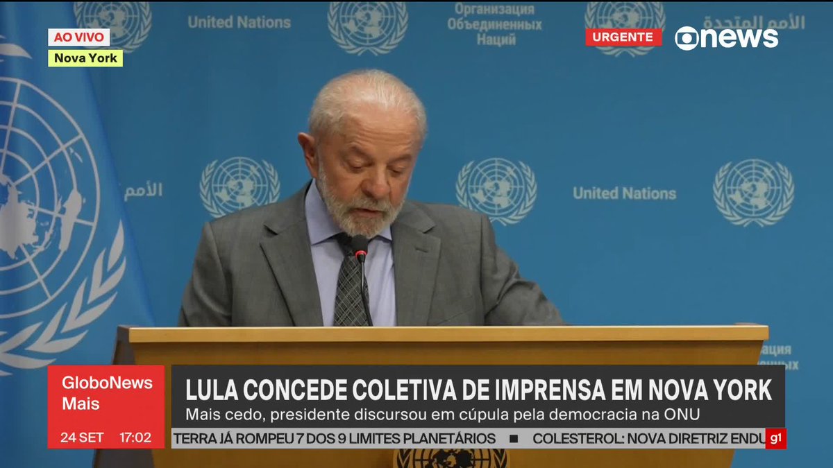 "Janja veio ter uma agenda mais intensa do que a minha", diz Lula em coletiva de imprensa em Nova York. "Ainda bem que agora está livre para voltar comigo para o Brasil". ➡Assista à #GloboNews: #GloboNewsMais