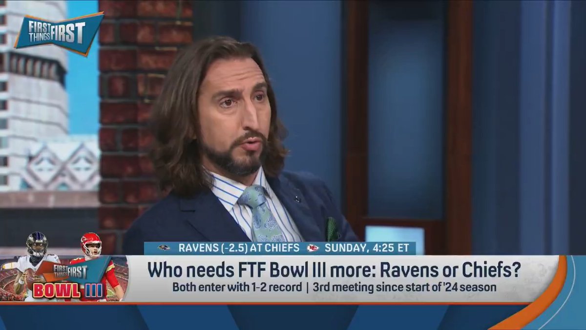 “The Chiefs would like to win, the Ravens need to win.” nick wright explains: