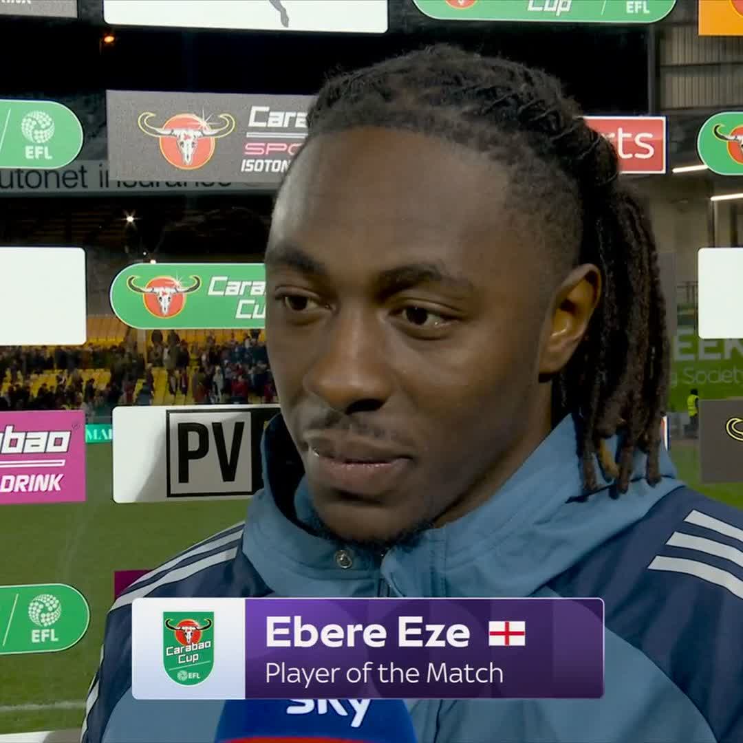 Eberechi Eze on scoring his first Arsenal goal: “Very special! Something I’ve been working towards for a long time, so I’m happy to get the first & hopefully the first of many.” 🤞 🎥 Sky Sports Football