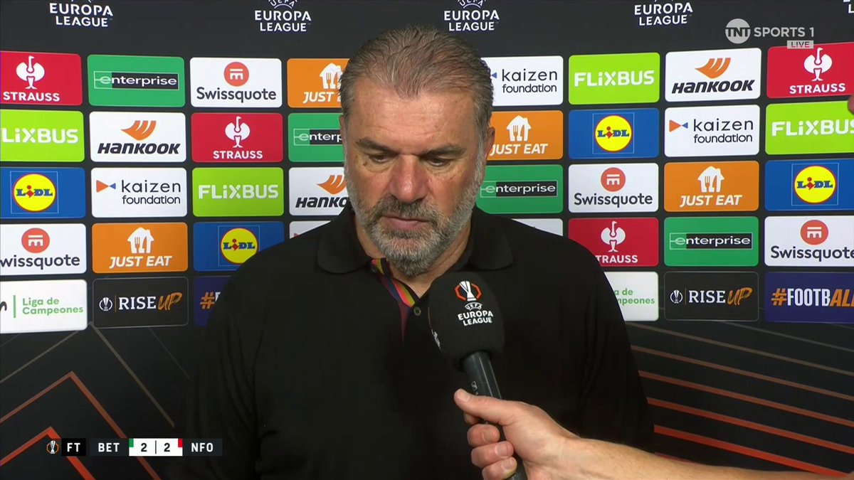 "Our football was outstanding at times." 👏 Ange Postecoglou is taking positives from his side’s 2-2 draw against Real Betis 📈 🎙️ Matt Smith | 📺 TNT Sports & discovery+ UK
