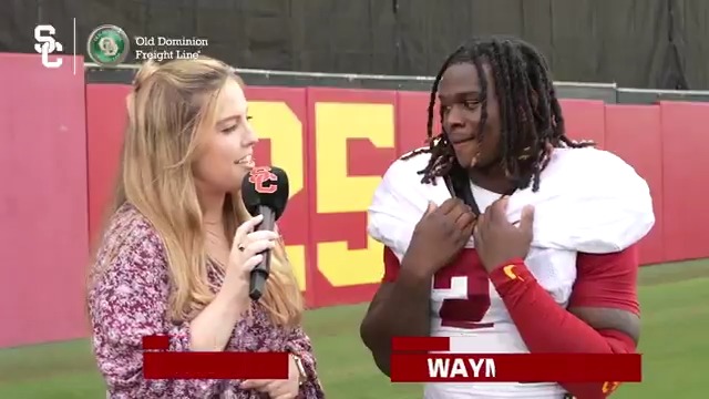 “Don’t get complacent. Just keep working.” Waymond Jordan Jr. The Junk Yard Dog🐺 shares the mindset in USC Football ✌️’s running back room with Keely Eure ⬇️ #FightOn | ODFL, Inc.