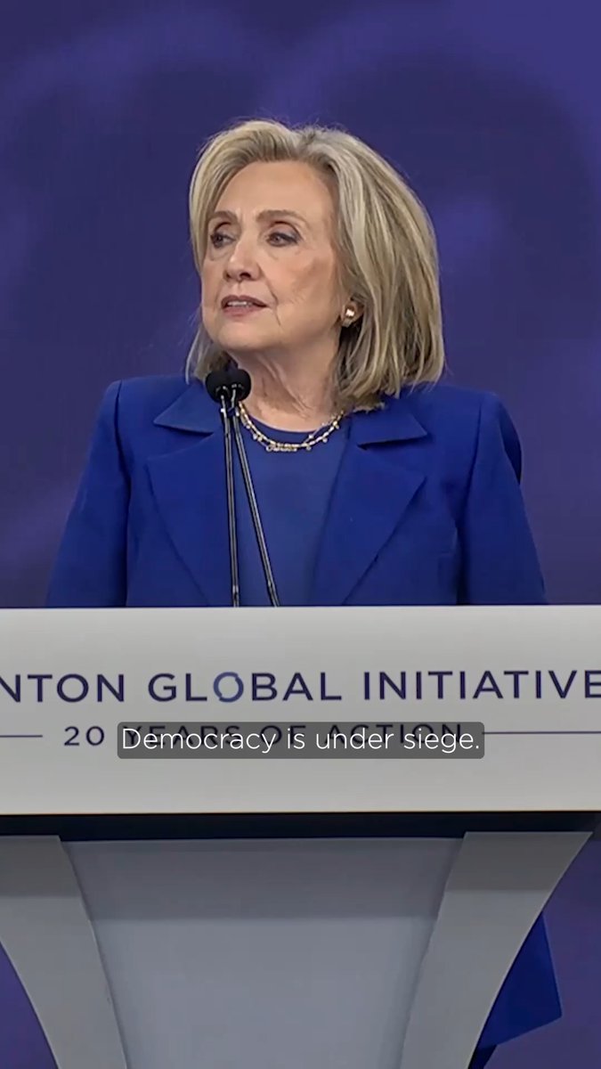 "Democracy is under siege. It takes a great big village to save Democracy. *We* are that village." An important reminder from Hillary Clinton at #CGI2025 today.
