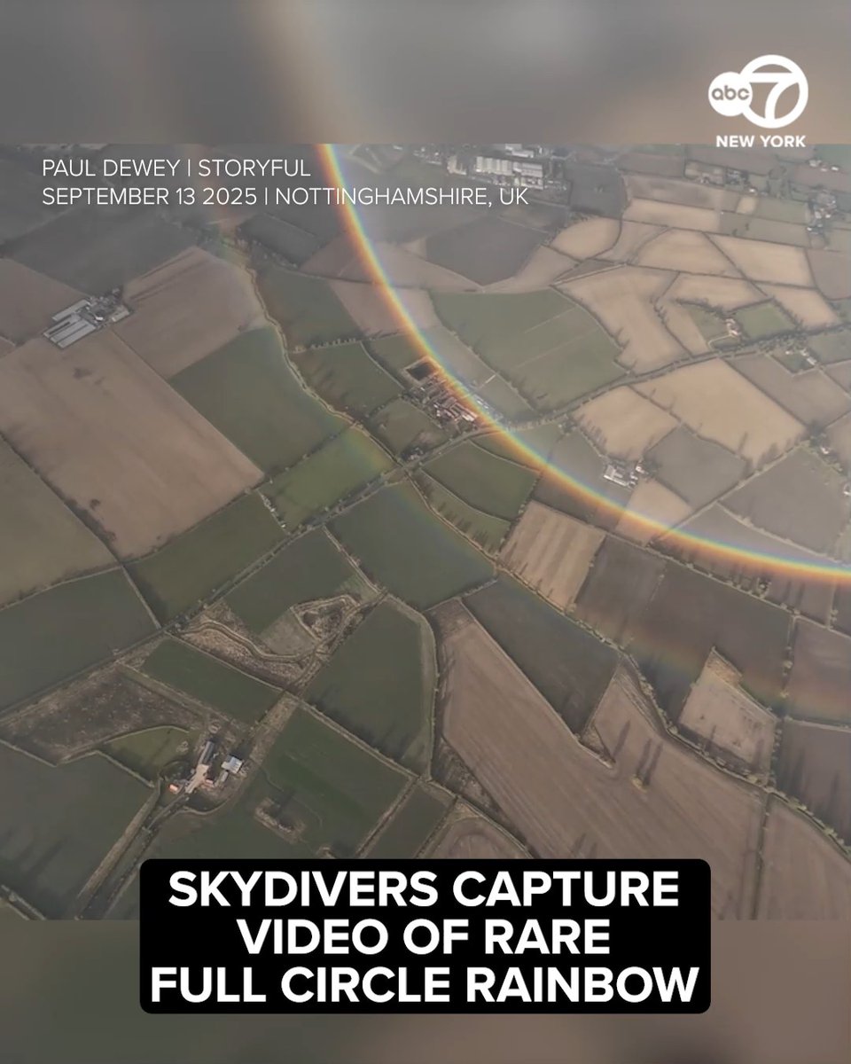 Skydivers reveal the true shape of a rainbow from thousands of feet in the air