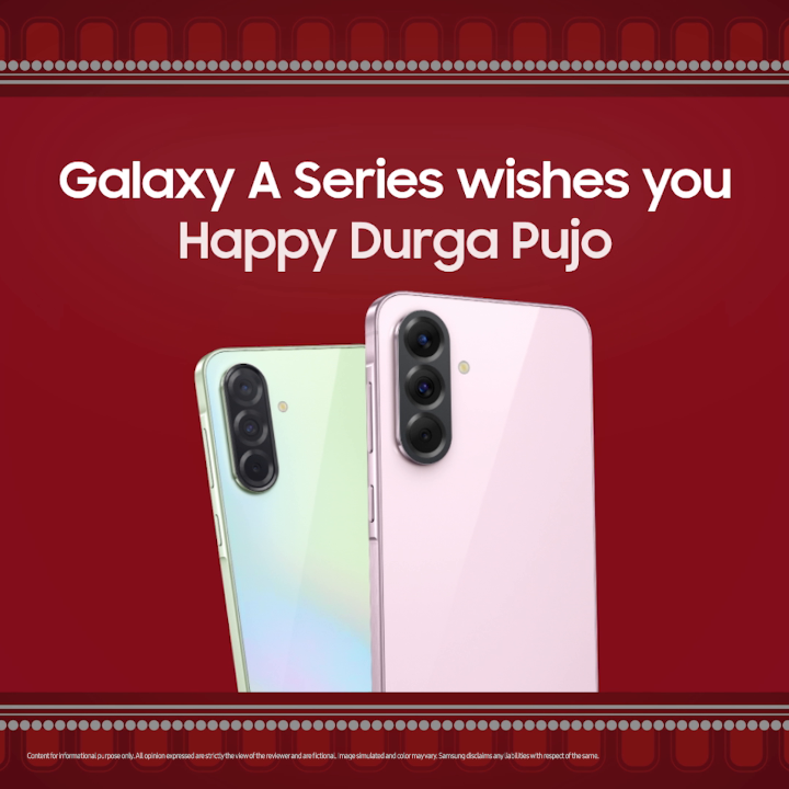 North or South, East or West, Durga Pujo is celebrated everywhere with the same zest. This Pujo, let’s come together for unforgettable celebrations. Galaxy A Series wishes you a Happy Durga Puja.