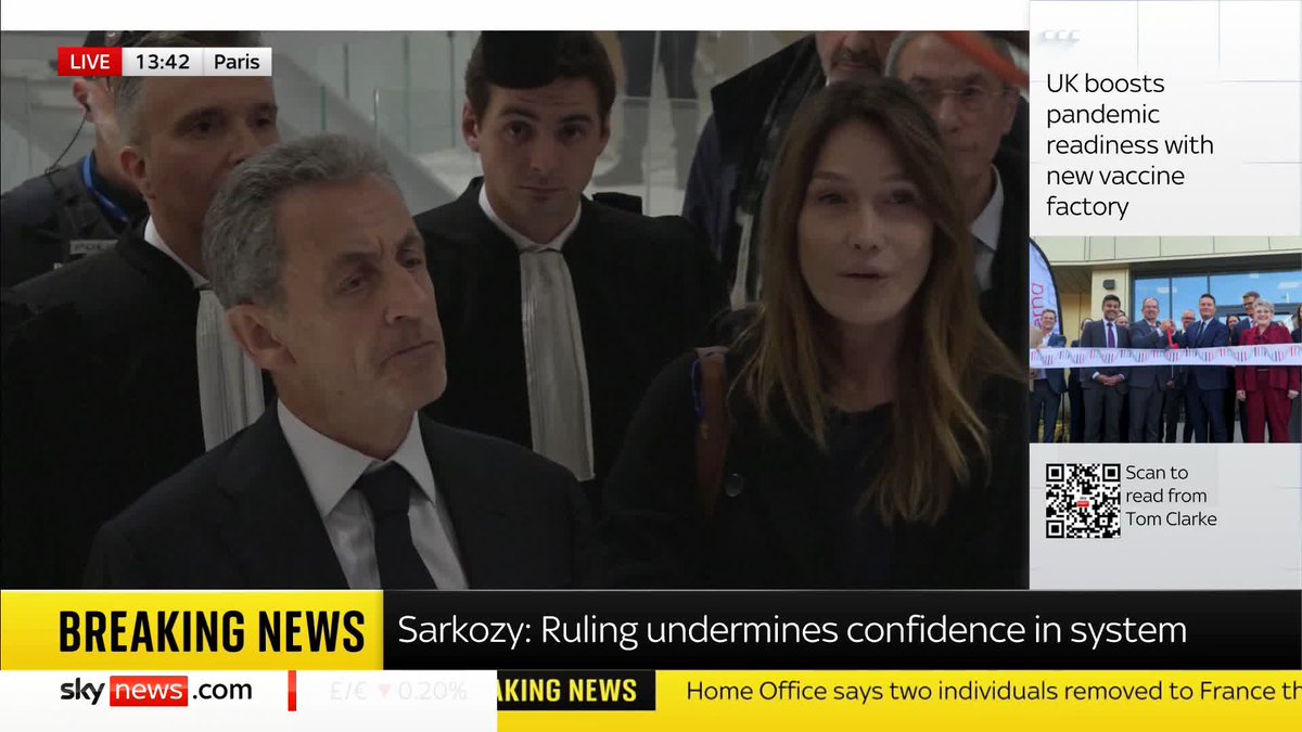 BREAKING: Former French President Nicolas Sarkozy has been sentenced to five years in prison after being found guilty of criminal conspiracy He says the ruling undermines confidence in the French judicial system 📺 Sky 501