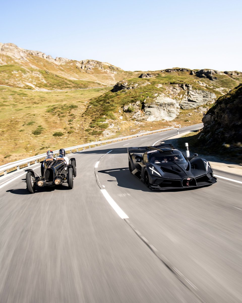 The Bernina Pass – home to the Bernina Gran Turismo hillclimb, demanding speed and refinement from car and driver. Representing BUGATTI past and present, iconic models like the Type 59 and BOLIDE graced the storied route with peerless elegance and raw power. #BUGATTI #BERNINAGT –