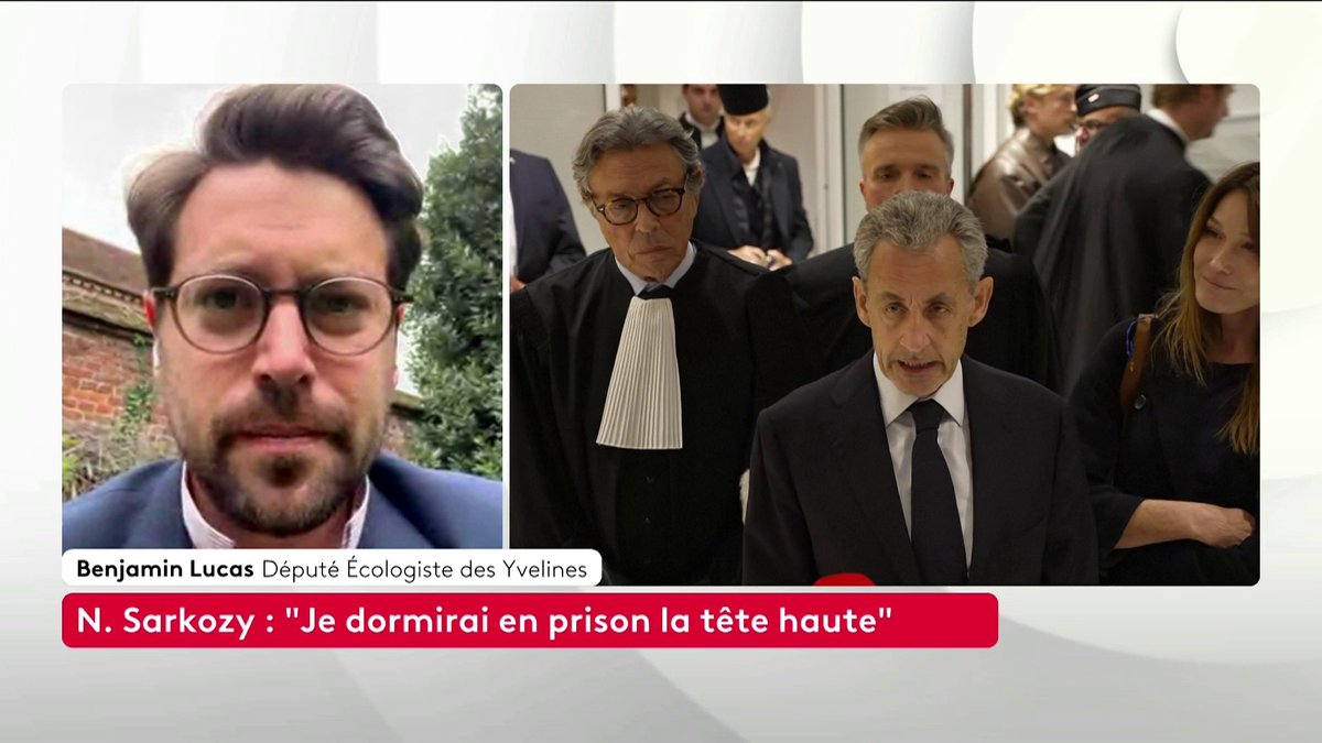 🔴"Voir les amis politiques de N. Sarkozy remettre en cause l'autorité judiciaire me parait extrêmement grave. Que l'on laisse ça à M. Trump", réagit le député Ecologiste Benjamin Lucas, après la condamnation de l'ancien chef de l'Etat.