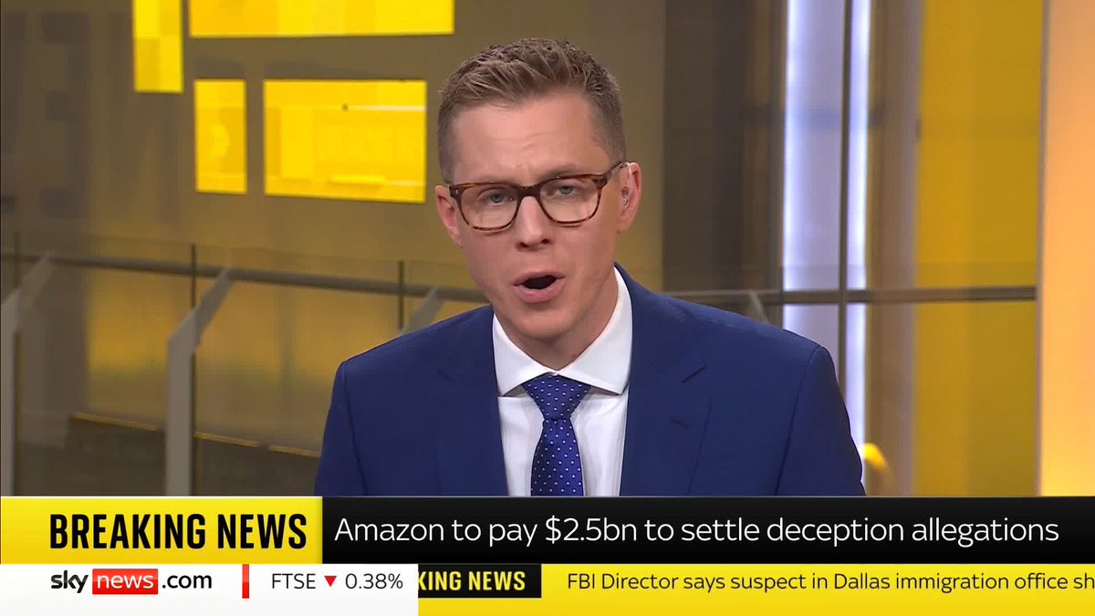 BREAKING: Amazon to pay $2.5bn to settle allegations that it duped customers into enrolling in its Prime membership programme, Sky News understands. 📺 Sky 501, Virgin 602, Freeview 233 and YouTube