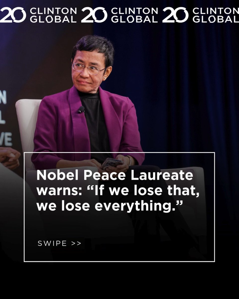 How do we keep fighting against disinformation? Maria Ressa deals some hard truths: "It is the mother of all battles. If we lose that, we lose everything. You cannot govern. You cannot have a shared reality. You can't have civic engagement. It's a battle for facts. It's a battle for agency. It's a battle for rule of law." #CGI2025