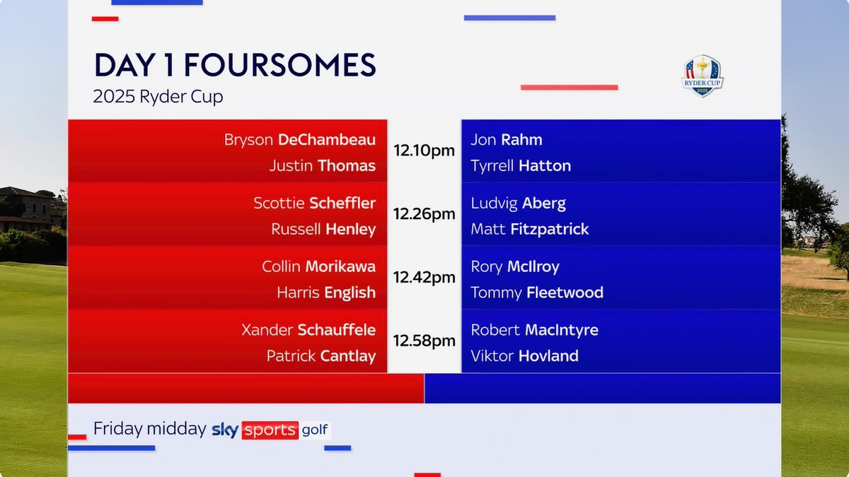 BREAKING: The Foursomes pairings for the Ryder Cup have been confirmed 🚨