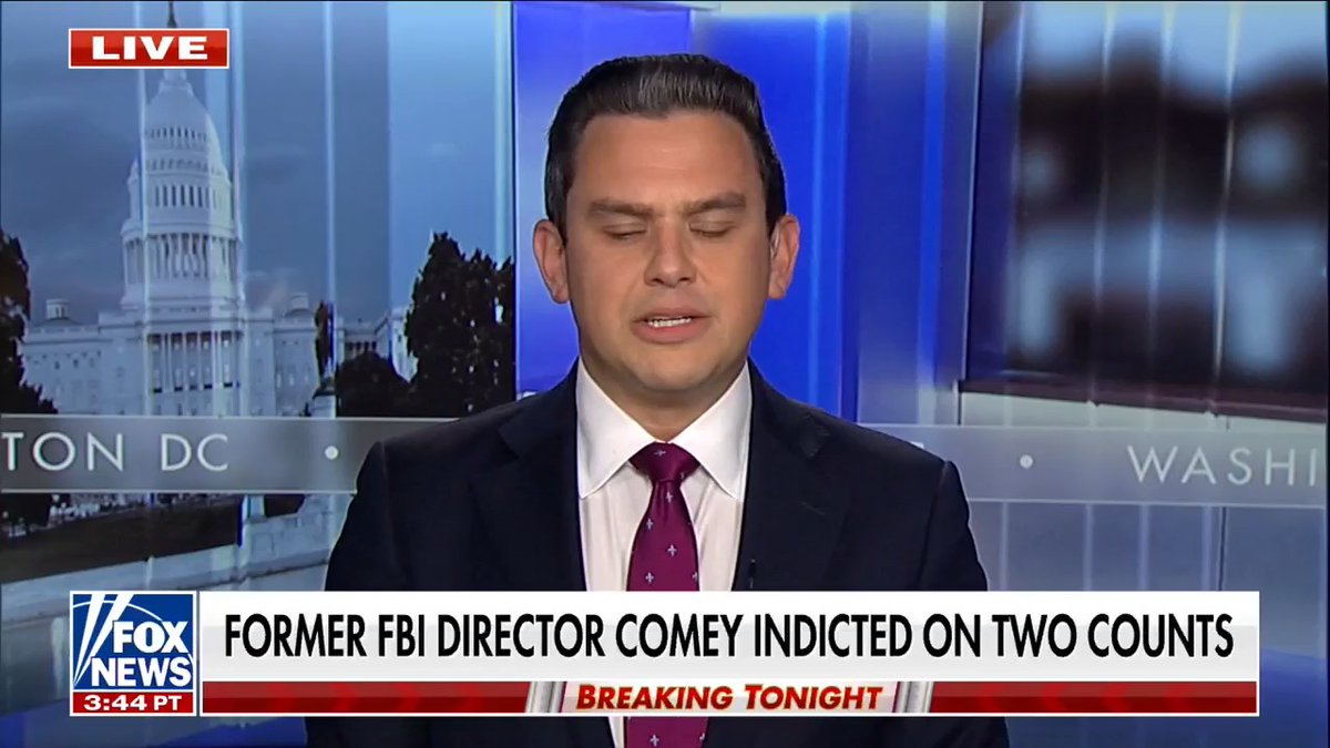 BREAKING: Former FBI Director James Comey indicted on two counts.
