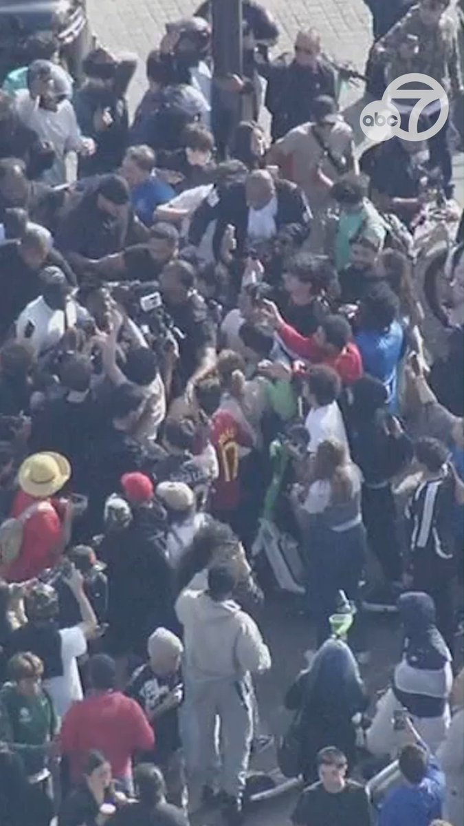 ABC7 News shared aerial footage of IShowSpeed being swarmed by thousands of fans in San Francisco who came out to see him