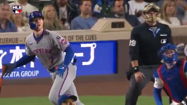 Brett Baty with a 3-run shot the other way to give the New York Mets a 6-0 lead! #MLBNShowcase | @Goodyear