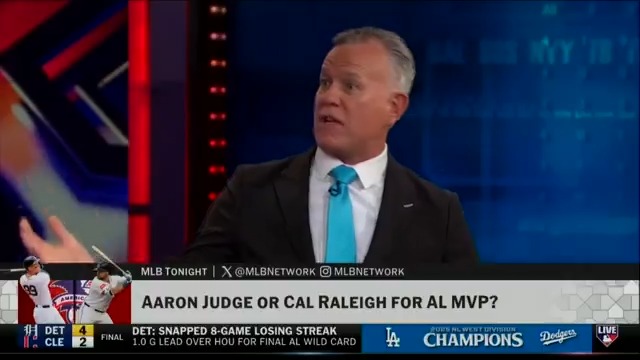"I still feel like Judge is the MVP." - Sean Casey #MLBTonight weighs in on the AL MVP race with three games to play. Adnan Virk | Yonder Alonso