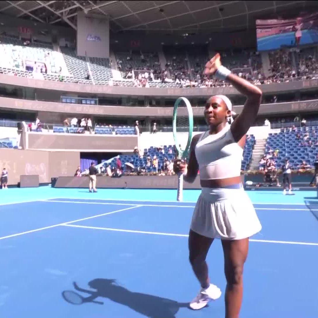 SEALED WITH AN ACE ๐ฅ Coco Gauff begins her Beijing defense with a convincing 6-4, 6-0 win over Rakhimova ๐ช #2025ChinaOpen
