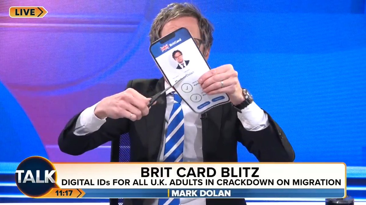 🚨"Here we go again!" Mark Dolan cuts up his "wretched and evil" digital ID card. "These digital IDs are illiberal, authoritarian, unBritish, Orwellian and wrong." Mark Dolan