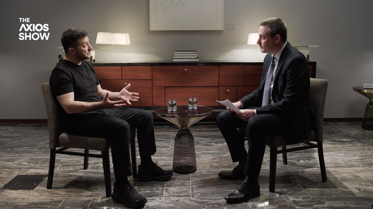 📺 WATCH: Ukrainian President Volodymyr Zelensky joins The Axios Show. During his conversation with Barak Ravid, Zelensky: • Reacts to Trump’s dramatic reversal on the Ukraine-Russia war • Says weak NATO responses encouraged Putin • Apologizes to Ukrainian children in Russia