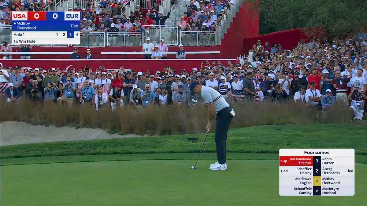 A birdie for Team Europe as Rory McIlroy and Tommy Fleetwood get off to a flying start 👏