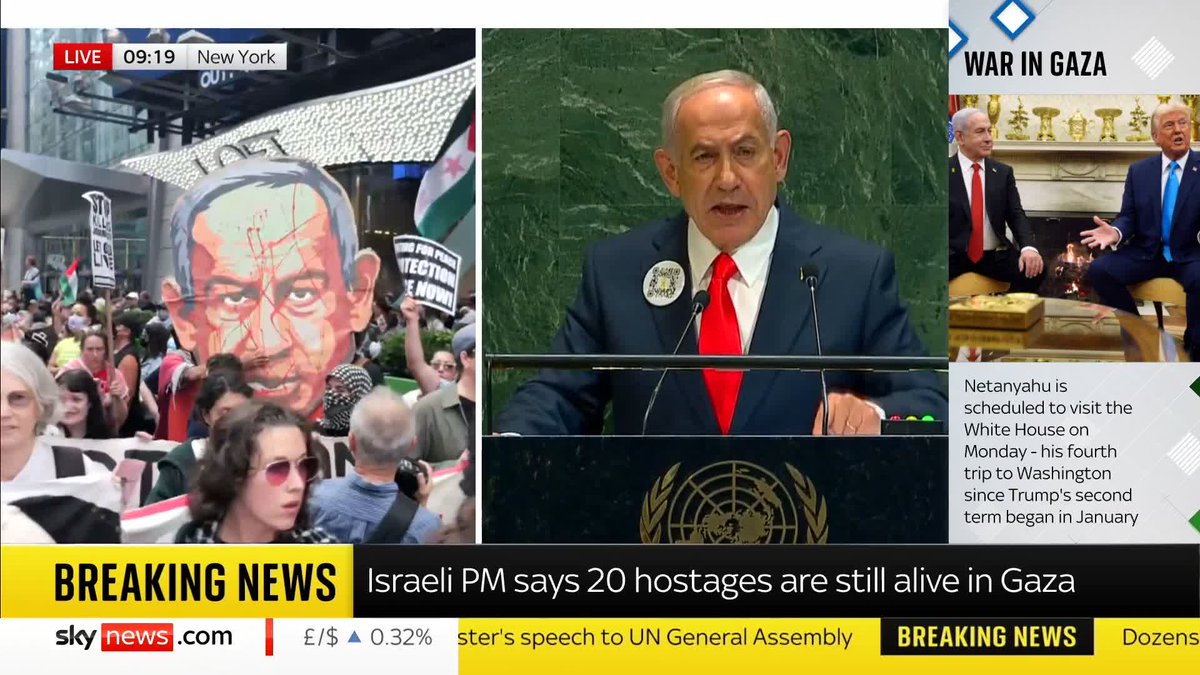 "Lay down your arms. Free the hostages now." Benjamin Netanyahu tells Hamas leaders in his UN Assembly address - or Israel will "hunt them down." 📺 Sky 501 and YouTube