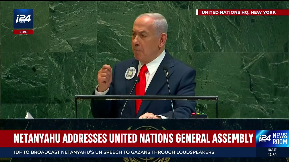 Benjamin Netanyahu sends a message to Hamas's hostages during his U.N. speech: "We will not falter, and we will not rest until we bring all of you home."