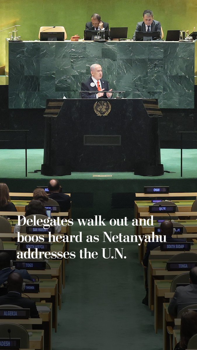 Over a hundred diplomats from more than 50 countries staged a mass walkout as Israeli Prime Minister Benjamin Netanyahu entered the United Nations General Assembly hall, crowding into aisles to file out through the room’s various exits.