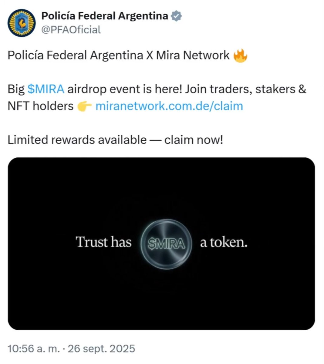 "Policía Federal": Por los tweets sobre una criptomoneda publicados en la cuenta Policía Federal Argentina