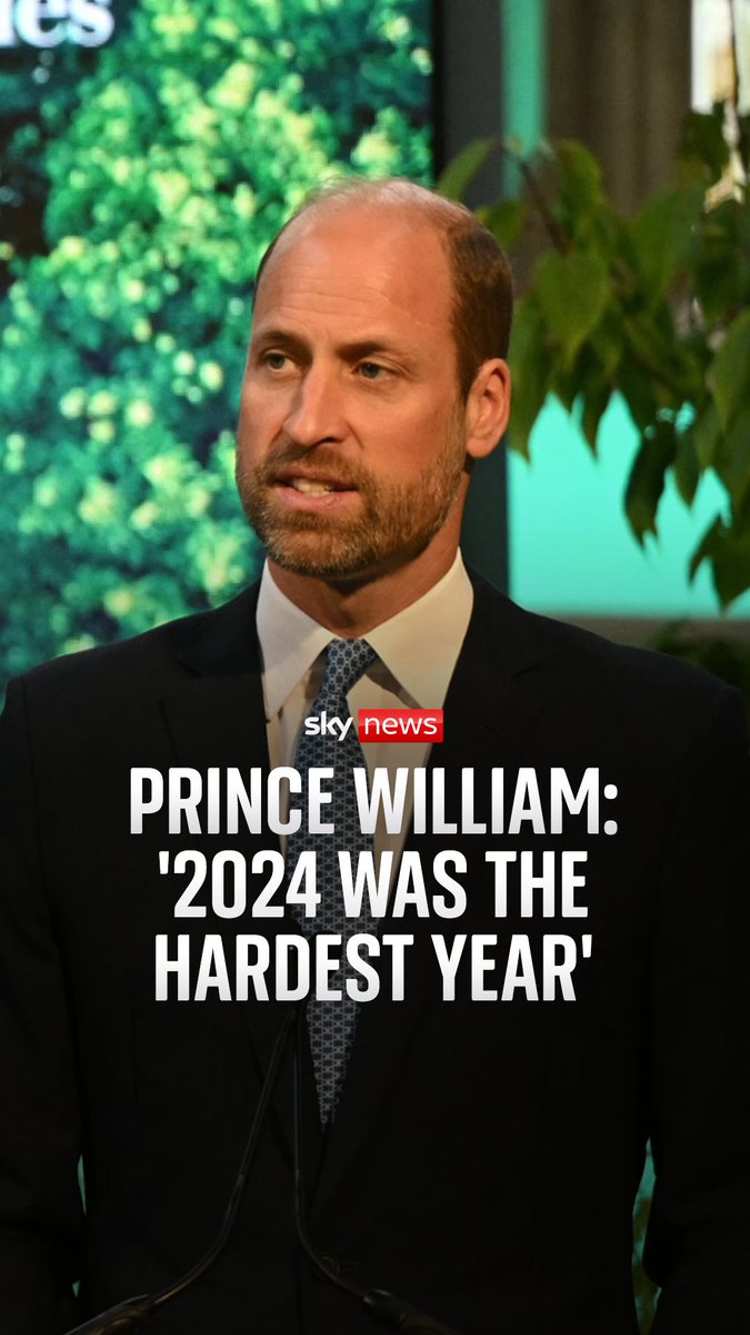 Prince William reveals 2024 was 'the hardest year I've ever had'. In a newly released clip, the royal reflects on a difficult year for his family, during which both his wife Kate and his father Charles revealed cancer diagnoses ⬇️