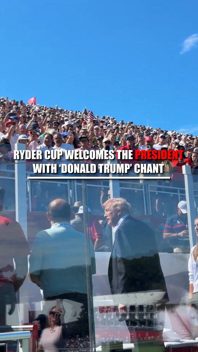 TRUMP ON THE GREEN: Fans at the Ryder Cup broke into chants of "Donald Trump!" as the president arrived to the tournament.