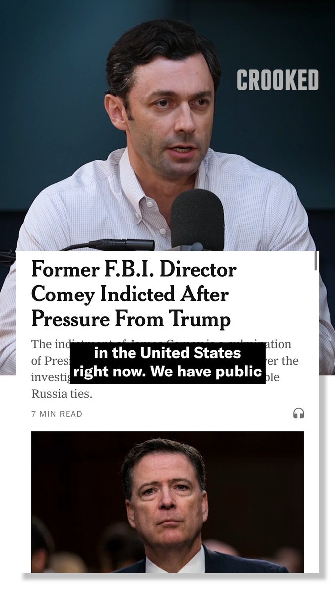 “This effort to crush the opposition…is so deeply un-American and I think one of the most significant threats to the basic fabric of our republic.” –Jon Ossoff on Trump’s DOJ going after James Comey