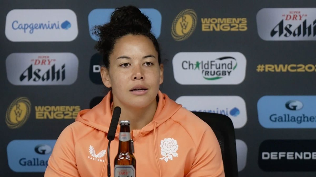 "We can't wait to get out there and put on a show" 😅 Tatyana Heard and Lewis Deacon speak to the media as England prepare for the Women's World Cup final against Canada 🏴