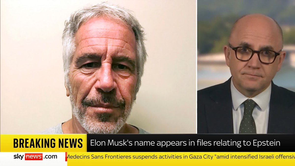 BREAKING: Elon Musk's name has appeared in files relating to Jeffrey Epstein, with a reference made to him potentially visiting the paedophile's island. The Duke of York is also named as a passenger on the sex offender's private jet. 📺 sky 501/YouTube