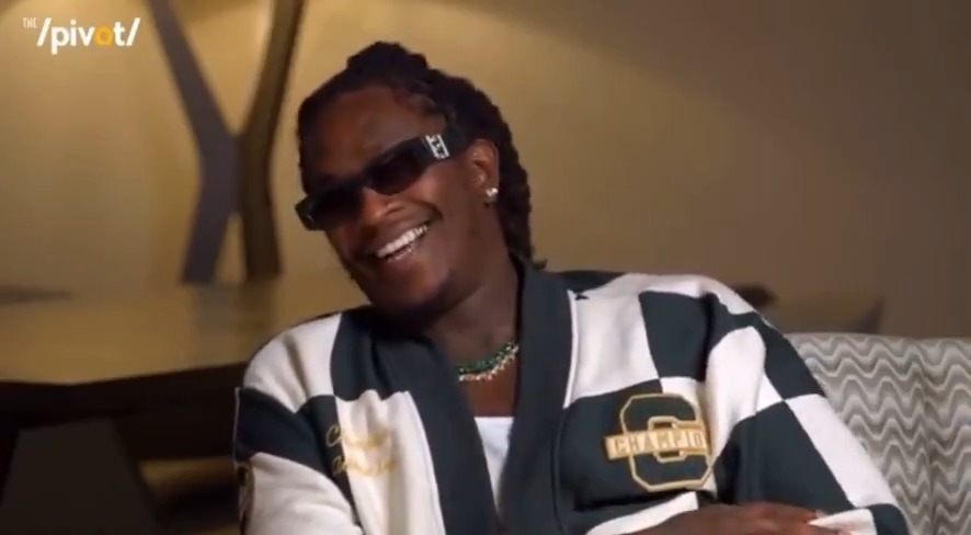 Young Thug addresses the rumors about his sexuality and wearing dresses. "I don't got no problem with the [LGBTQ] community," he shares on The Pivot Podcast. "I ain't got no problem with the alphabets at all. I'm straight woman... Ain't nothin' going on with no man." The rapper admits he allowed the world to impact certain things about himself, like wearing dresses, in order to be more understood. "I just passed it down to [Lil] Uzi Vert, Playboi Carti."