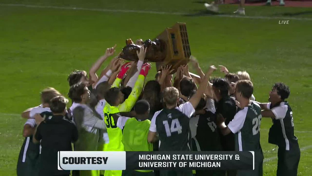 SPARTANS STUN NO. 5 MICHIGAN IN THE BATTLE FOR THE BIG BEAR TROPHY 🚨 This is the first time Michigan State Men's Soccer has taken down two top-5 opponents in the same week in program history 👏