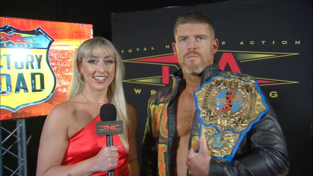 .gia miller // glam got Steve Maclin's thoughts ahead of him defending his TNA International Championship against 👑 Frankie Kazarian 👑 TONIGHT at Victory Road!.. but the interview took a turn.. WATCH the Countdown to #TNAVictoryRoad on TNA+: