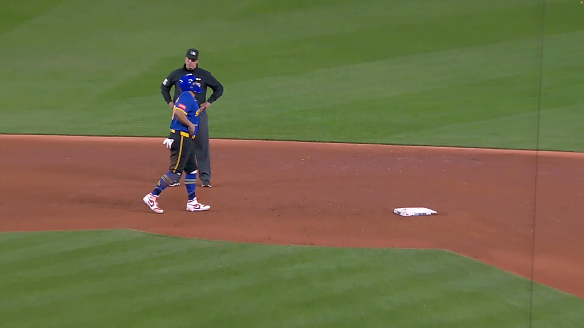 Josh Naylor was removed from the game after displaying some discomfort on the bases