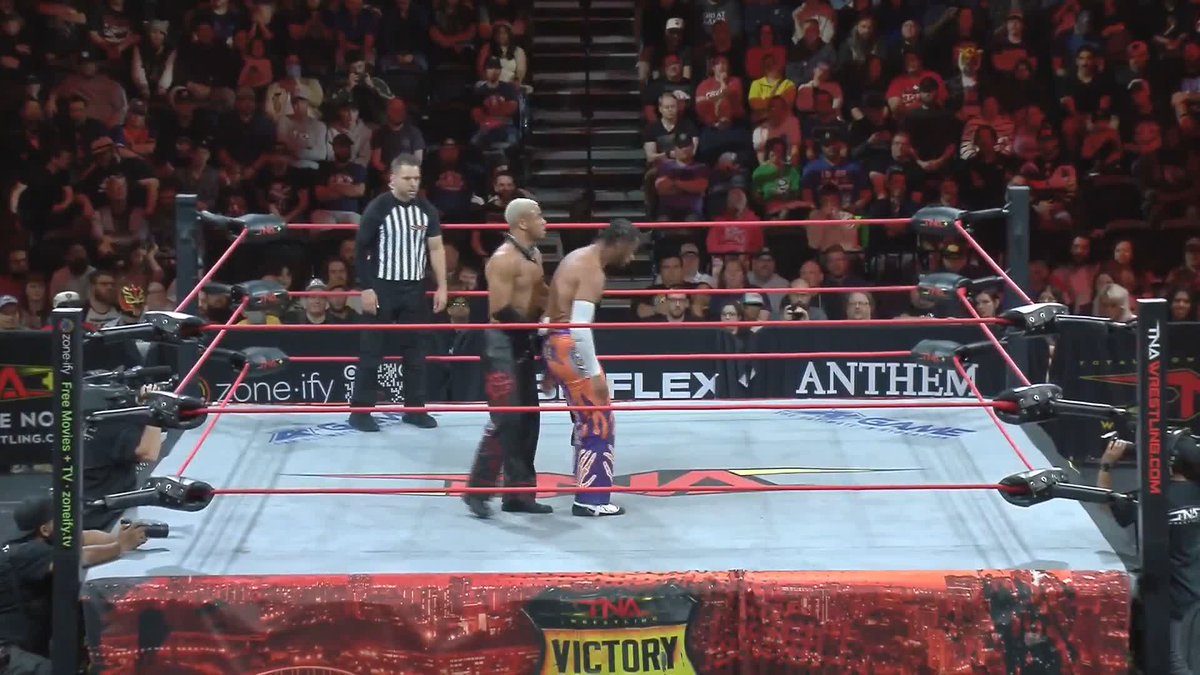 .LEON SLATER gets launched by Myron Reed! WATCH #TNAVictoryRoad LIVE on TNA+: Use code VICTORY25 for one free month:
