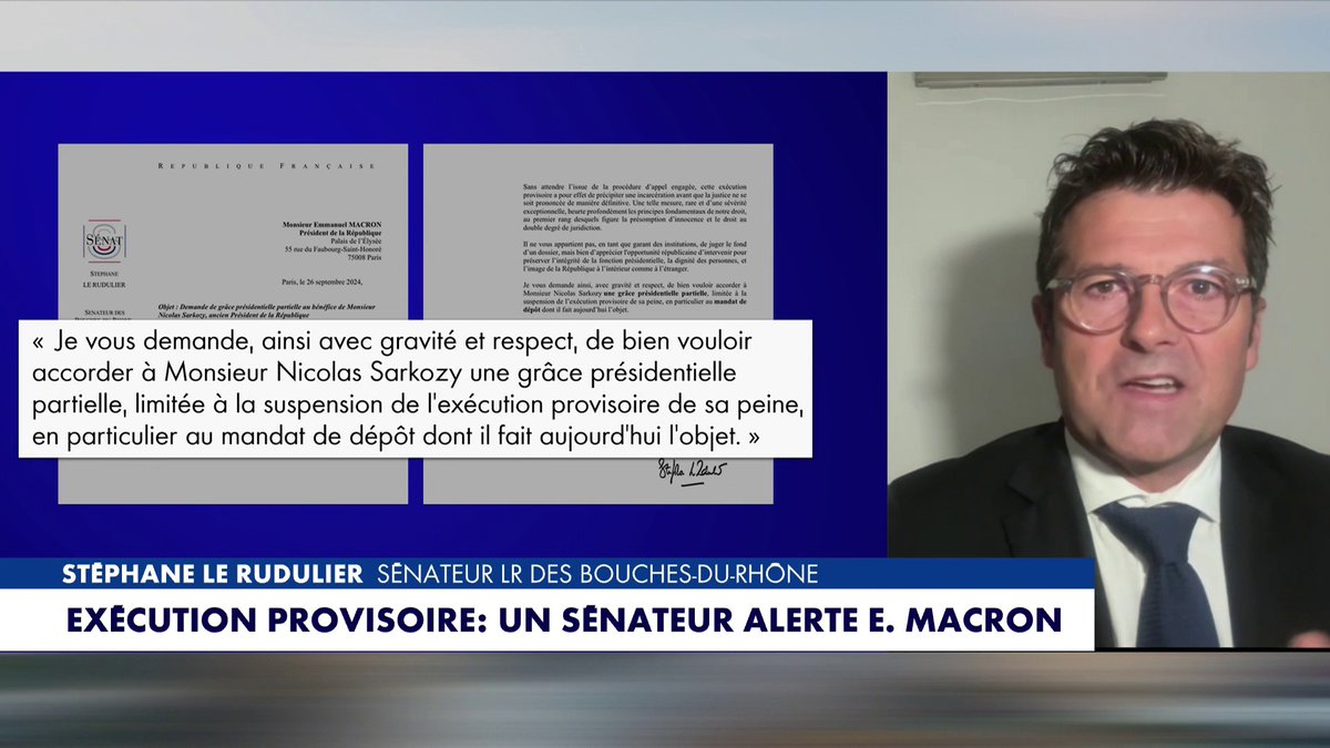 Le sénateur LR Stéphane Le Rudulier a appelé le président de la République à surseoir la condamnation de Nicolas Sarkozy : «Nicolas Sarkozy n'a jamais fui la justice» #LaMatinale
