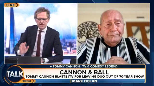 “You saved me… when I was a young lad I was going through hell and you and got me through the most horrific times of my life.” Caller Craig in Stoke-On-Trent praises comedy icon Tommy Cannon after ITV snubbed him from their 70-year anniversary. Mark Dolan | Tommy Cannon